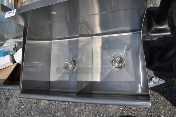 BRAND NEW SCRATCH AND DENT! Stainless Steel Commercial 2 Bay Sink. No Legs.  - Image 4 of 5