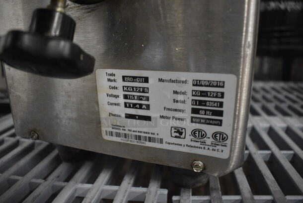2016 Model KG-12FS Stainless Steel Commercial Countertop Meat Grinder. 115 Volts, 1 Phase. 11.5x23x17. Tested and Working! - Image 3 of 5