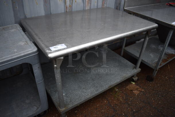 Stainless Steel Table w/ Metal Under Shelf on Commercial Casters. 47x32x34