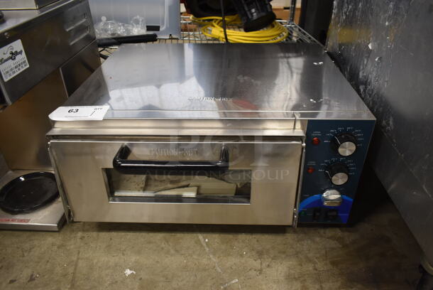BRAND NEW SCRATCH AND DENT! 2023 Hoocoo CMO-1 Stainless Steel Commercial Countertop Electric Powered Pizza Oven w/ Broken Cooking Stone. 120 Volts, 1 Phase. Tested and Working! - Image 1 of 4