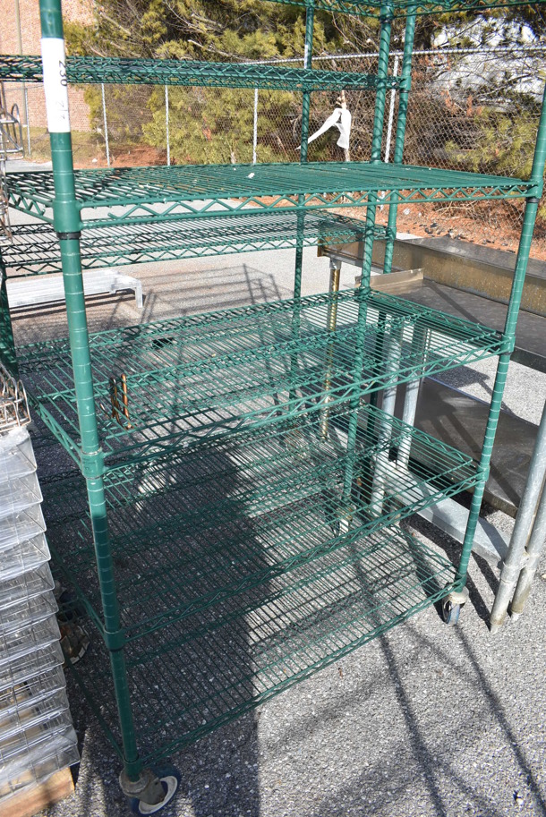 Green Finish 7 Tier Wire Shelving Unit on Commercial Casters. BUYER MUST DISMANTLE. PCI CANNOT DISMANTLE FOR SHIPPING. PLEASE CONSIDER FREIGHT CHARGES. 42x21x91 - Image 3 of 3