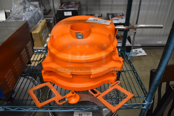 Dynamic Dynacube Orange Poly Countertop Vegetable Cutter w/ Extra Base and 3 Blades. 18x14x12