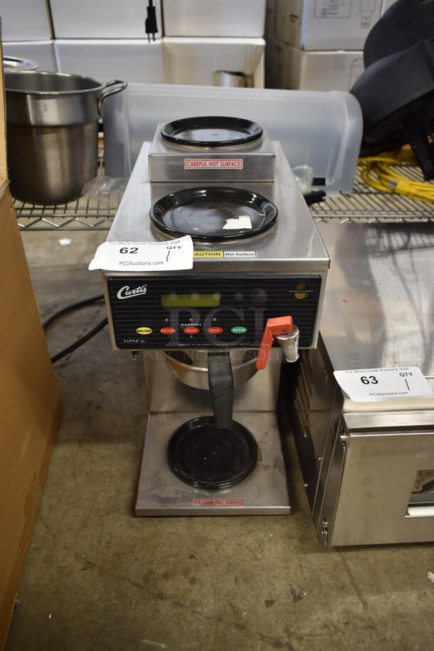 Curtis SCALP3GT63A0000 Stainless Steel Commercial Countertop 3 Burner Coffee Machine w/ Metal Brew Basket and Hot Water Dispenser. 120/220 Volts, 1 Phase.  - Image 1 of 6