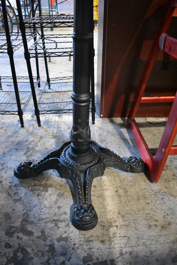 Wood Pattern Dining Table on Black Metal Table Base. Stock Picture - Cosmetic Condition May Vary. 30x30x30 - Image 4 of 4