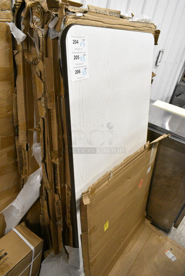 3 BRAND NEW SCRATCH AND DENT! Lancaster Table & Seating 3493060TBA 30" x 60" Rectangular Reversible White Birch / Ash Laminated Table Top. 3 Times Your Bid!  - Image 2 of 5