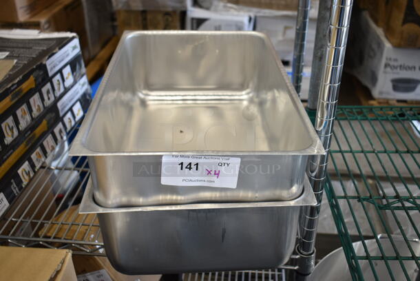 BRAND NEW SCRATCH AND DENT! Lot of 2 407BUNHALF Choice Half Size 13" x 18" 19 Gauge Wire in Rim Aluminum Bun / Sheet Pan and 2 247ALSPILL Vigor 6 5/16" Deep Full Size Aluminum Steam Table Spillage Pan - Image 5 of 6
