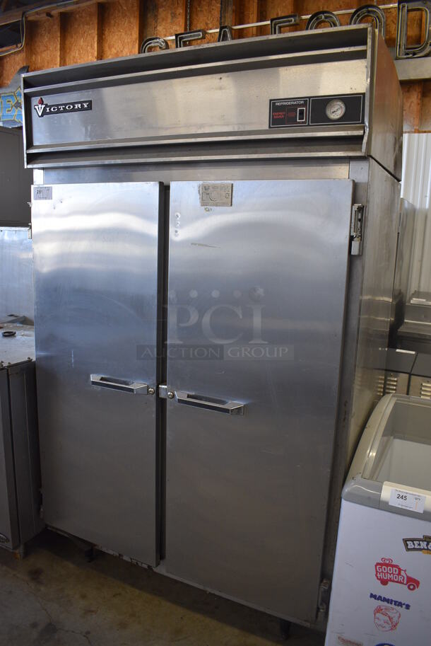 Victory Model RA-2D-7 Stainless Steel Commercial 2 Door Reach In Cooler. 115 Volts, 1 Phase. 52x36x84.5. Tested and Powers On But Temps at 53 Degrees - Image 4 of 7