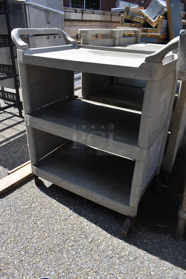 Gray Poly 3 Tier Cart w/ Push Handles on Commercial Casters. 33x18.5x38 - Image 3 of 3
