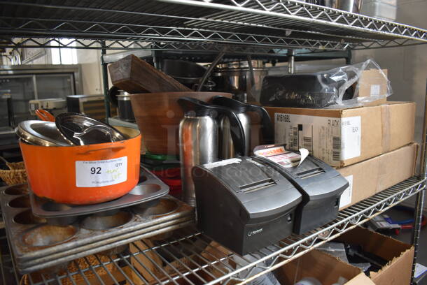 ALL ONE MONEY! Tier Lot of Various Items Including Metal Muffin Baking Pans and Receipt Printers!