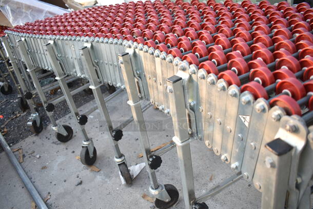Nestaflex 226 Metal Roller Expandable Conveyor Belt on Commercial Casters.  - Image 5 of 6