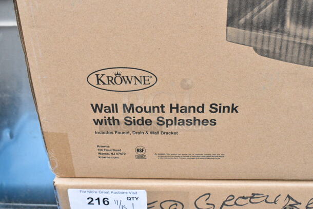 BRAND NEW IN BOX! Krowne HS-26L Stainless Steel 16" Wide Wall Mount Hand Sink.  - Image 3 of 4