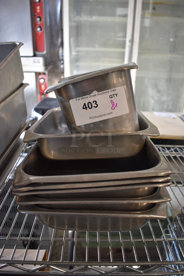 8 Various Stainless Steel Drop In Bins. Including 1/3x6. 8 Times Your Bid! - Image 1 of 4