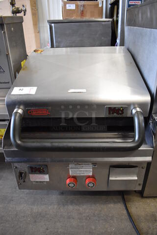 Lang Clamshell Stainless Steel Commercial Countertop Natural Gas Powered Flat Top Griddle Panini Press w/ Thermostatic Controls. 24x36x28