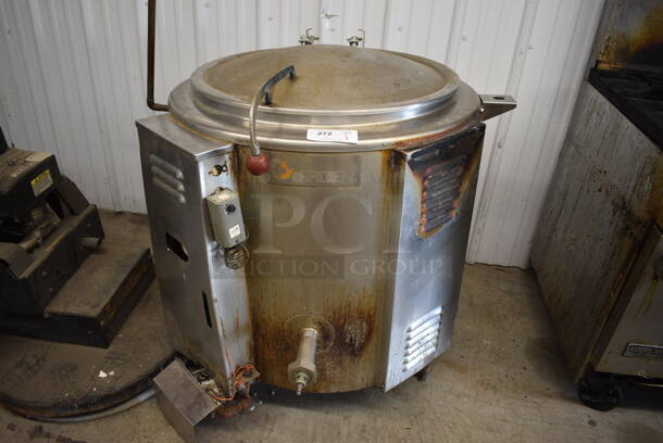 Groen Model EE-40 Stainless Steel Commercial Floor Style Natural Gas Powered 40 Gallon Steam Kettle. 38x40x40