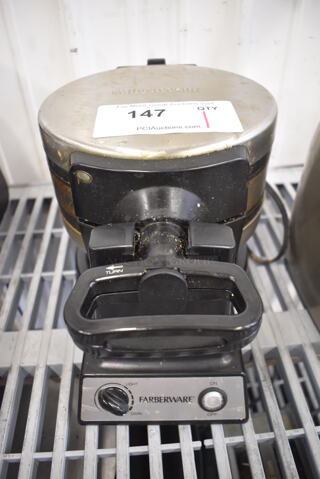 Farberware Metal Countertop Rotary Waffle Maker. 120 Volts, 1 Phase. 7x14x8