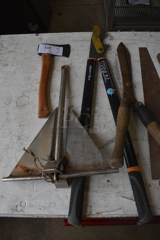 ALL ONE MONEY! Lot of Various Tools Including Axe, Saw, Shovel and Clippers! - Image 2 of 4