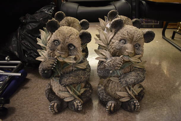4 Panda Statues Eating Bamboo Stalks. 4 Times Your Bid! - Image 1 of 7