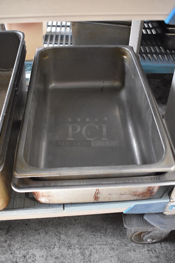 6 Various Metal Full Size Bins; 4 Steam Table Drop Ins, Chafing Dish Bin and Drop In Bin. Includes 13x21x6. 6 Times Your Bid! - Image 3 of 5