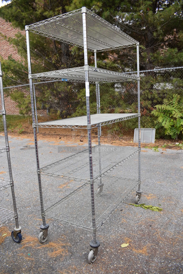 Chrome Finish 5 Tier Wire Shelving Unit on Commercial Casters. BUYER MUST DISMANTLE. PCI CANNOT DISMANTLE FOR SHIPPING. PLEASE CONSIDER FREIGHT CHARGES. 48x24x80 - Image 3 of 4