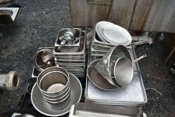ALL ONE MONEY! PALLET LOT of Various Metal Baking Pans, Stainless Steel Drop In Bins and Strainers. - Image 3 of 5