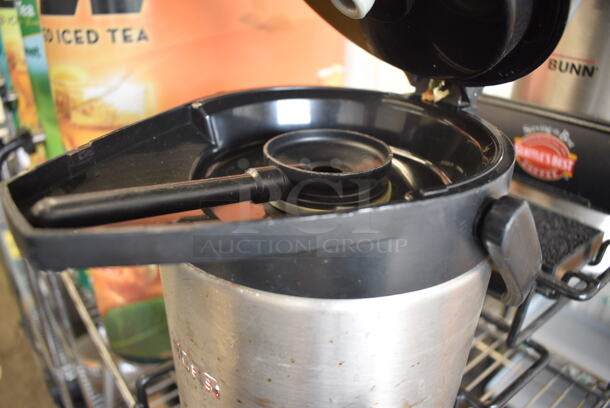 Black Metal Countertop Air Pot Rack w/ 2 Bunn Stainless Steel Air Pots. 7.5x24x14 - Image 3 of 5