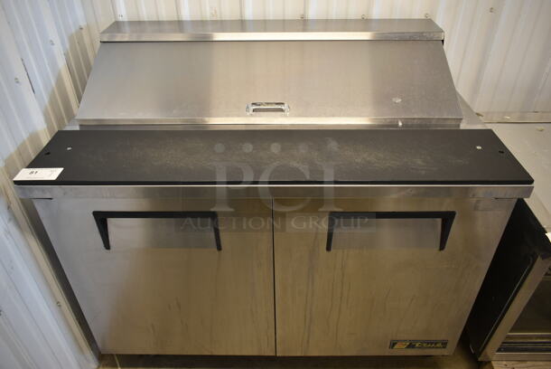 2012 True TSSU-48-12 Stainless Steel Commercial Sandwich Salad Prep Table Bain Marie Mega Top on Commercial Casters. 115 Volts, 1 Phase. Tested and Powers On But Does Not Get Cold - Image 1 of 7