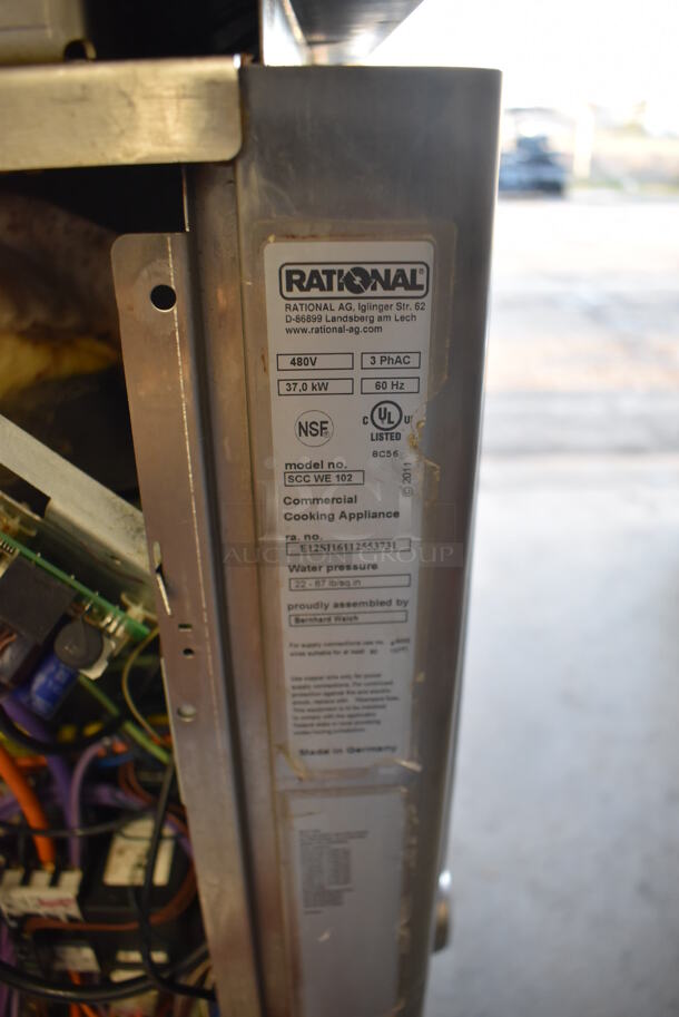 2 2016 Rational Stainless Steel Commercial Combitherm Self Cooking Center Convection Ovens on Commercial Casters. Top Model: SCC WE 62. Bottom Model: SCC WE 102. Picture of Unit Powered on is Included. 480 Volts, 3 Phase. 42x40x73. 2 Times Your Bid! - Image 4 of 6