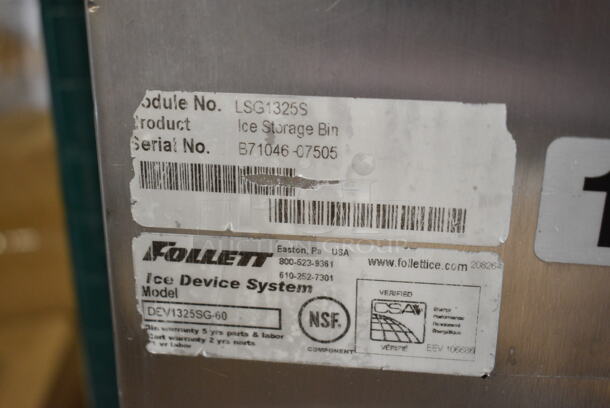 Manitowoc SY1494N Stainless Steel Commercial Ice Head on Follett DEV1325SG-60 Stainless Steel Commercial Ice Bin. 208-230 Volts, 1 Phase.  - Image 5 of 6