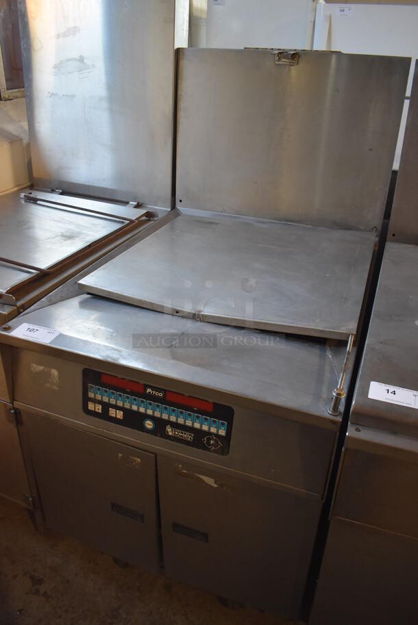 Pitco Frialator DD24RUFM Stainless Steel Commercial Natural Gas Powered Donut Fryer w/ Grease Trap. 72,000 BTU. 29x43x56 - Image 2 of 9