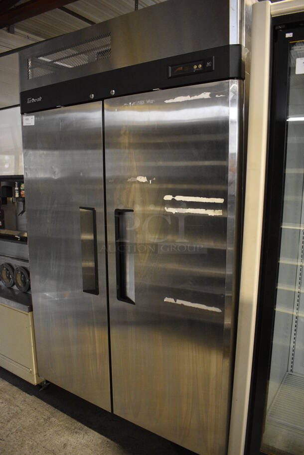 Turbo Air Model M3F47-2 Stainless Steel Commercial 2 Door Reach In Freezer w/ Poly Coated Racks on Commercial Casters. 115 Volts, 1 Phase. 52x32x84. Tested and Working! - Image 1 of 6