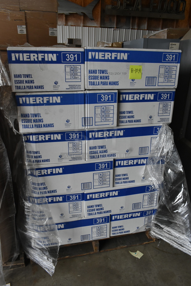 PALLET LOT of 24 Boxes of 6 BRAND NEW! Merfin 391 1-Ply 1000' White Center Pull Paper Towel Roll. 24 Times Your Bid! - Image 2 of 5