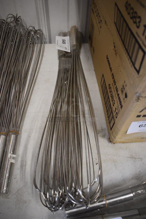 4 BRAND NEW! Stainless Steel Whisks. 23.5