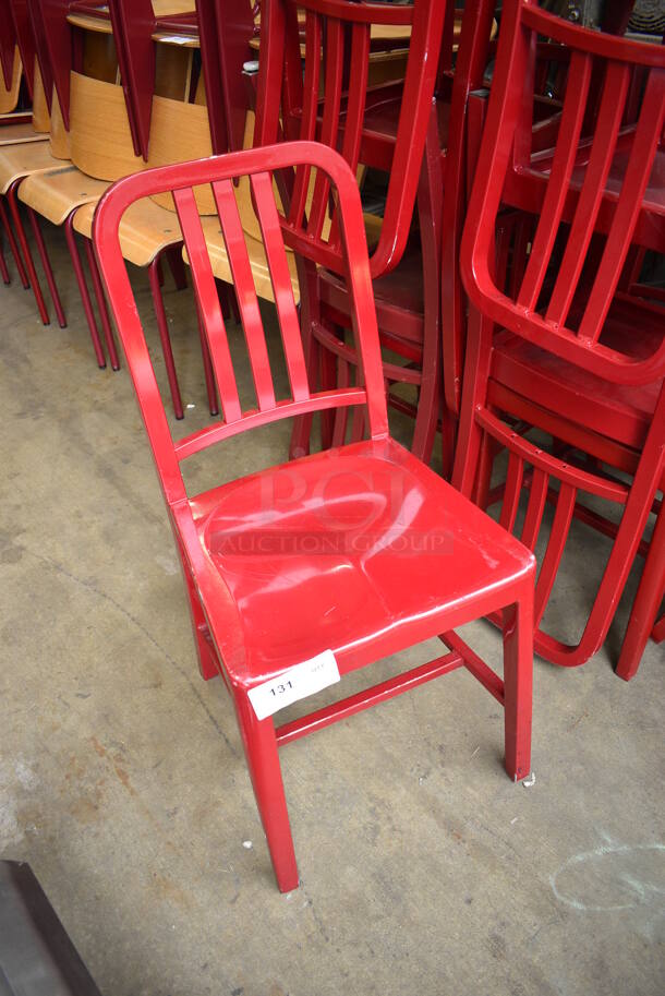 4 Red Metal Dining Chairs. 16x17x34. 4 Times Your Bid! - Image 3 of 4