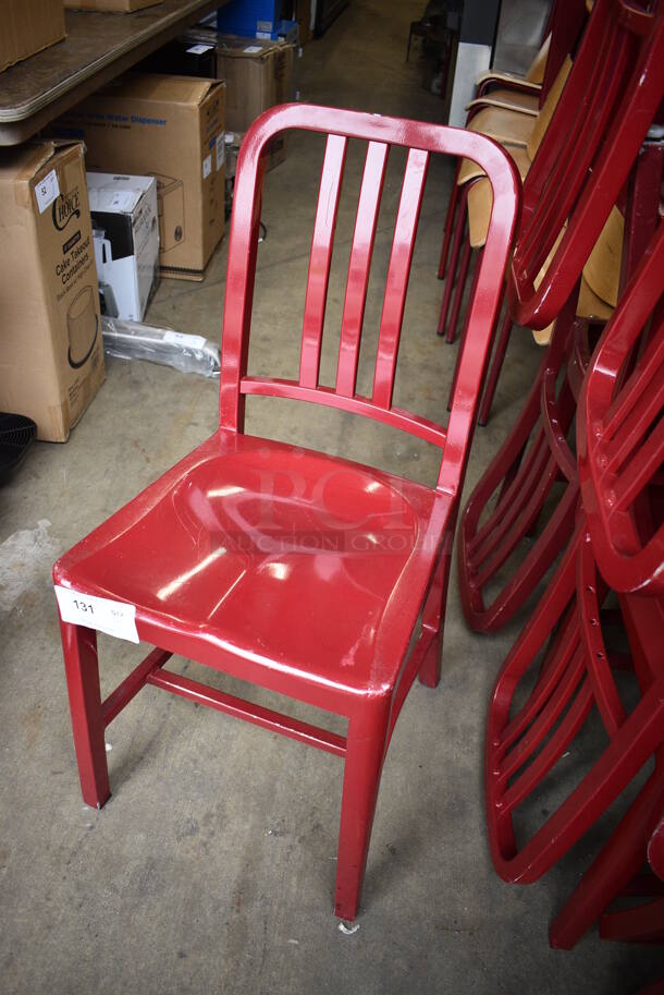 4 Red Metal Dining Chairs. 16x17x34. 4 Times Your Bid! - Image 4 of 4