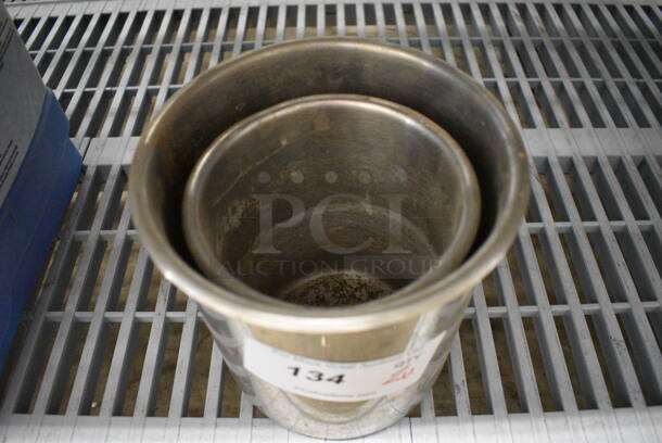 2 Various Metal Cylindrical Drop In Bins. 7x7x7.5, 5.5x5.5x7. 2 Times Your Bid! - Image 2 of 3
