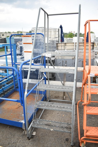 Cotterman Gray Metal 450 Pound Capacity Portable Ladder on Commercial Casters. 