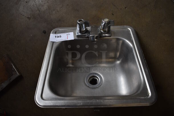Metal Single Bay Drop In Sink w/ Faucet and Handles. 15x15x10