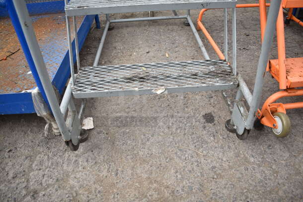 Cotterman Gray Metal 450 Pound Capacity Portable Ladder on Commercial Casters.  - Image 3 of 4