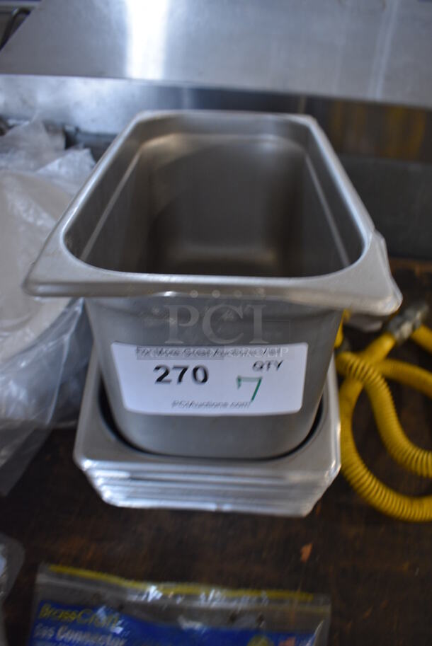 7 Stainless Steel 1/3 Size Drop In Bins. 1/3x4, 1/3x6. 7 Times Your Bid!