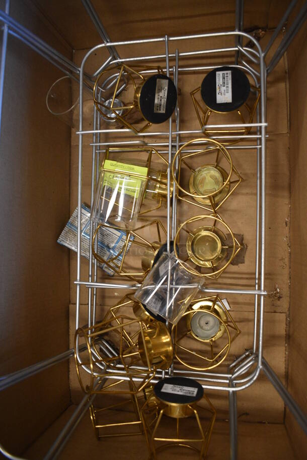 ALL ONE MONEY! Lot of 3 Metal Chafing Dish Frames and Gold Finish Tea Light Holders - Image 2 of 4