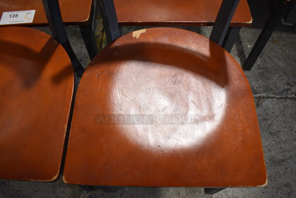 4 Wooden Dining Chairs w/ Black Metal Frame. Stock Picture - Cosmetic Condition May Vary. 17x17x33. 4 Times Your Bid! - Image 3 of 5