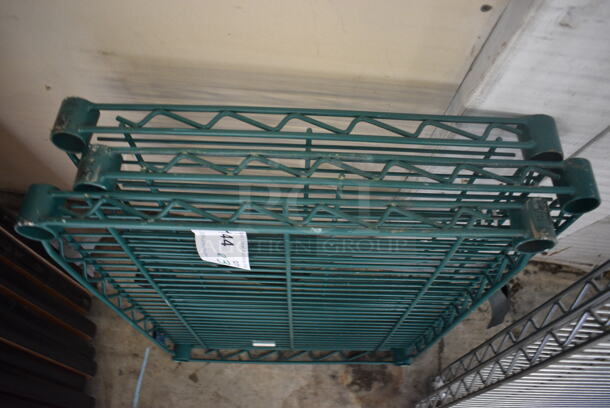 ALL ONE MONEY! Lot of 3 Green Finish Shelves. 24x18x1.5 - Image 2 of 3