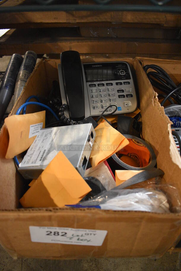 ALL ONE MONEY! Lot of 2 Boxes of Various Items Including Corded Telephones and Dual Sensor Kit!  - Image 4 of 5