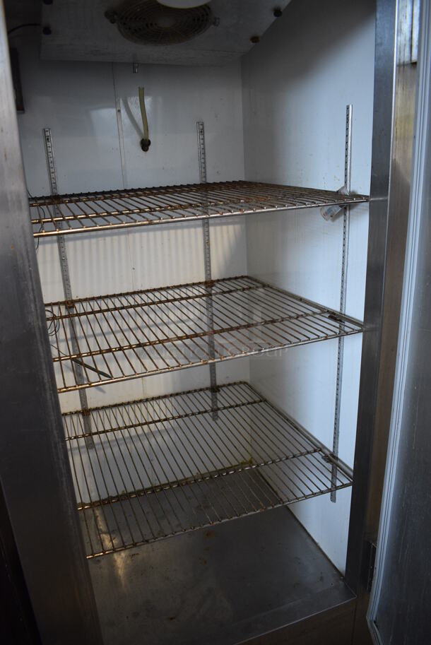Leader Model LR30 Stainless Steel Commercial Single Door Reach In Cooler w/ Metal Racks. 115 Volts, 1 Phase. 30x33x74.5. Tested and Powers On But Temps At 40 Degrees - Image 3 of 5