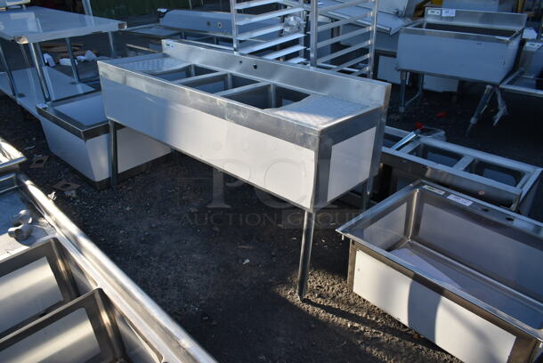 BRAND NEW SCRATCH AND DENT! Regency 600B31014213 Stainless Steel Commercial 3 Bay Sink w/ Dual Drain Boards. Bays 10x14. Drain Boards 11.5x15 - Image 2 of 6