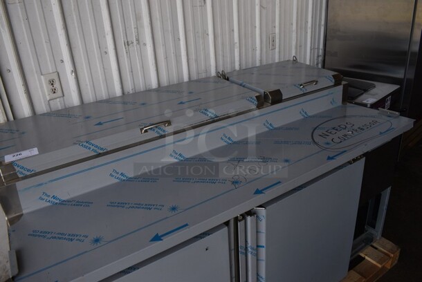 BRAND NEW SCRATCH AND DENT! 2020 Asber Model PWPT67 Stainless Steel Commercial Pizza Prep Table. Missing Compressor. 115 Volts, 1 Phase. 67.5x32.5x40. - Image 3 of 10