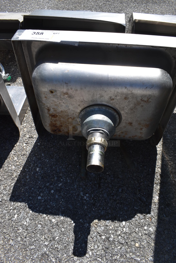 Advance Tabco Stainless Steel Commercial Single Bay Wall Mount Sink w/ Faucet and Handles. 17.5x15.5x22 - Image 3 of 4