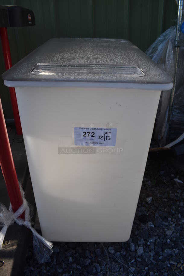White Poly Ingredient Bin w/ Clear Lid on Commercial Casters. 15x29x27 - Image 4 of 4