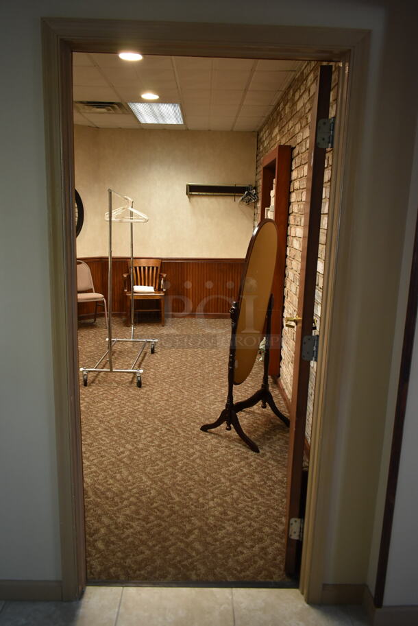 ALL ONE MONEY! ROOM LOT of Various Items Including Mirror, Coat Rack and Chairs. BUYER MUST REMOVE. (front hallway) - Image 1 of 10