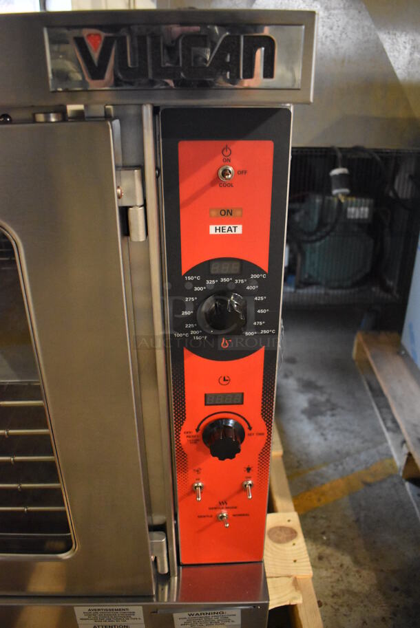 BRAND NEW SCRATCH AND DENT! LATE MODEL! Vulcan VC5ED ENERGY STAR Stainless Steel Commercial Electric Powered Full Size Convection Oven w/ View Through Doors, Metal Oven Racks and Thermostatic Controls. 240 Volts, 3/1 Phase. 40x32x31.5. Tested and Working! - Image 4 of 9